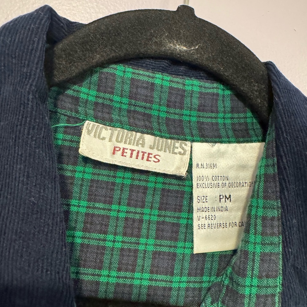 Vintage Fall Pumpkin Patch Embroidered Plaid Butt… - image 3